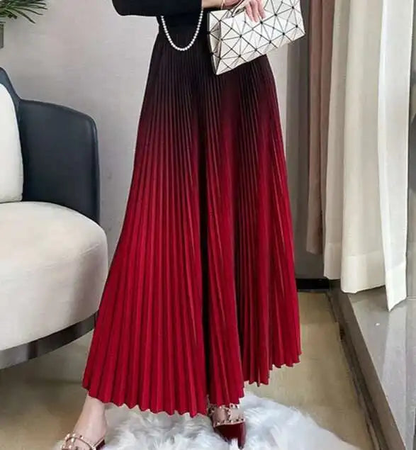 DEAT Women Gradient Color Skirt Elastic Waist Autumn 2024 New Loose Casual Versatile Fashion Tide Elegant Female 15KB594