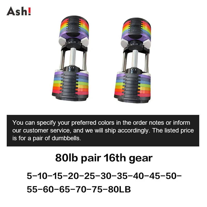 Multi-Color Adjustable Dumbbell Set, 2KG(5LB) or 4KG(9LB) Increment, Up to 50KG(110LB), Fast Adjustable Dumbbells for Home Gym