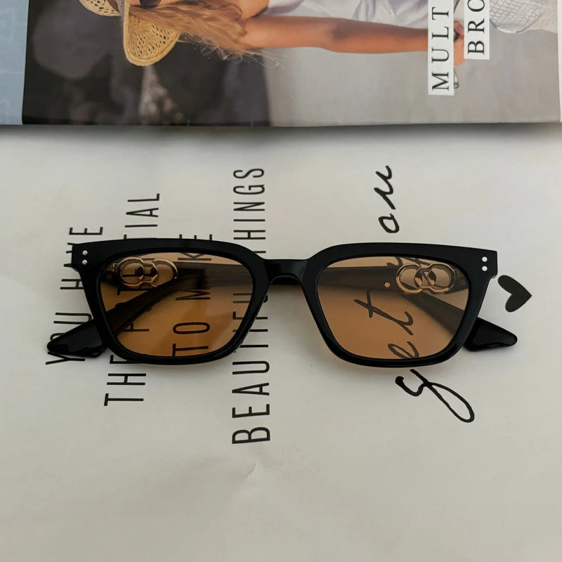GAMBLE MONSHER Driving Sunglasses Women's UV Protection Large Small Faces Sunscreen Fashionable round Frame Glasses