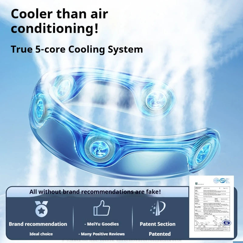 Portable Neck Fan  Rechargeable Fan Mini 3-Speeds Large Wind Outdoor Silent Electric Ventilador for Home Camping Outdoor
