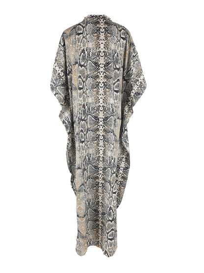Bohemian Print Beach Cover-Up | Button-Front Shirt-Style Kaftan Robe – Perfect for Bikini Resort Vacations