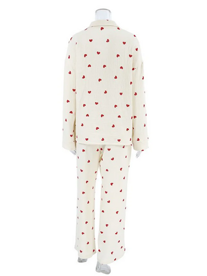 Marthaqiqi Loose Ladies Sleepwear Suit Sexy Turn-Down Collar Nightwear Long Sleeve Nightgowns Pants Printing Female Pajamas Set