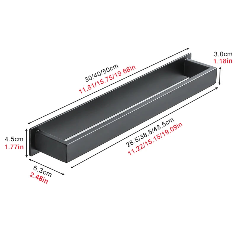 Black Stainless Steel Towel Holder No Drill Wall Shower Towel Shelf Kitchen Towel Hanger Rail Bathroom Towel Rack Self Adhesive