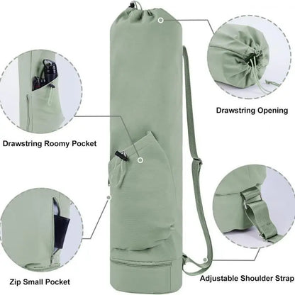 Yoga Mat Bag with Water Bottle Pocket and Bottom Wet Bag Multifunctional Sport Yoga Mat Carrier Storage Bag