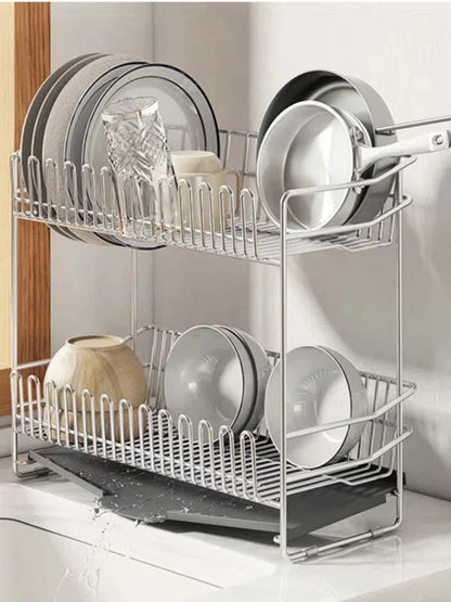 Dish Drying Rack with Drainboard, Dish Rack for Kitchen Counter, Dish Drainer Rack with Utensil Holder, Kitchen Organization