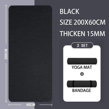 15mm Thick Yoga Mat Anti Slip Environmental Sports Fitness Mat NBR Comfortable Foam Yoga Mat for Family Exercise Yoga Pilates
