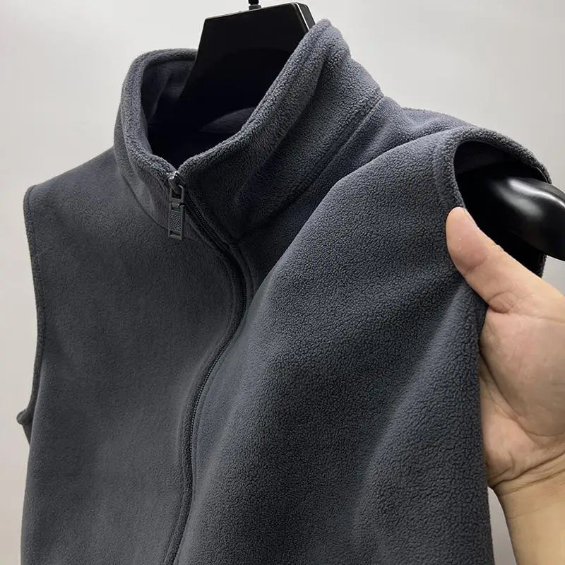 Double-Sided Fce Zipper Jaet Thiened Warm Svel Autumn Winter Men's Vest Faionable Casual Sle Youth ular