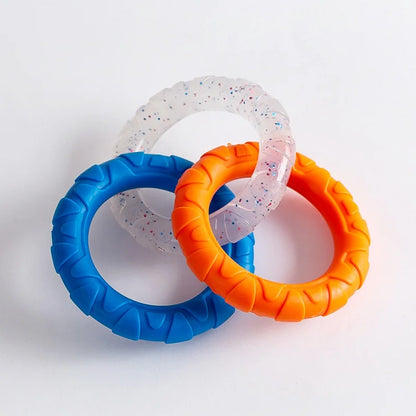 Dog Chew Toy TPR Teeth Cleaning Pet Toys For Small Medium Large Dogs Interactive Bite Resistant 3 Ring Tug Dog Toy Pet Supplies