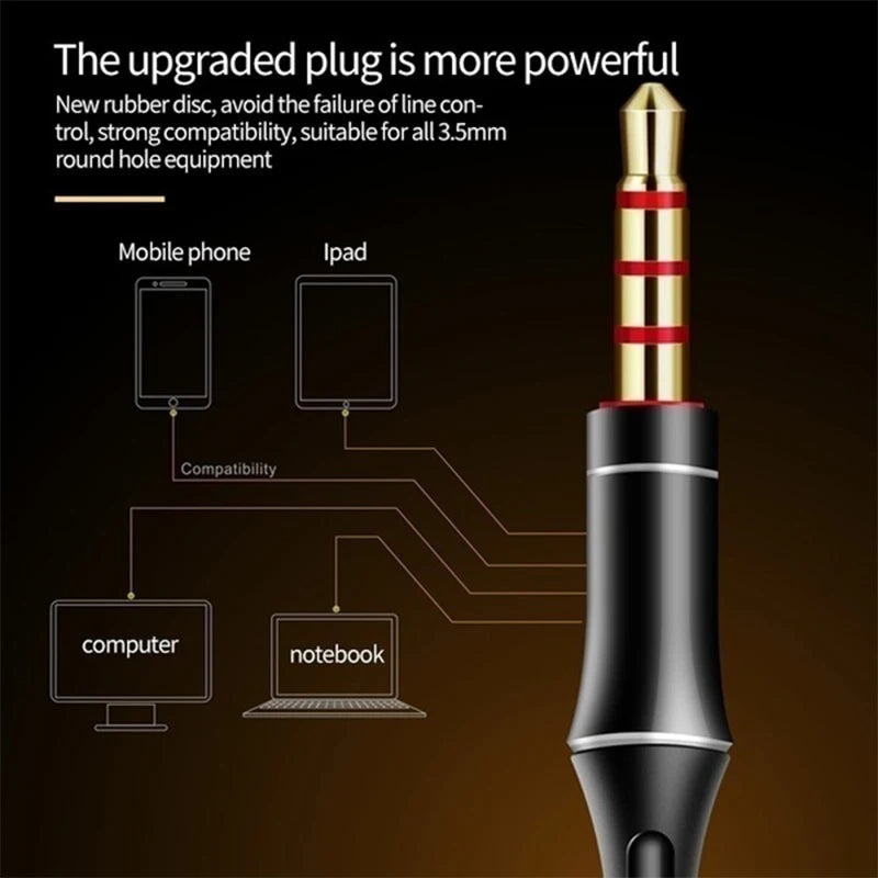 In Ear Stereo Earphone For iPhone Xiaomi Huawei Android Noise Canceling Design Running Gaming Audio Accessories Heavy Bass Sound