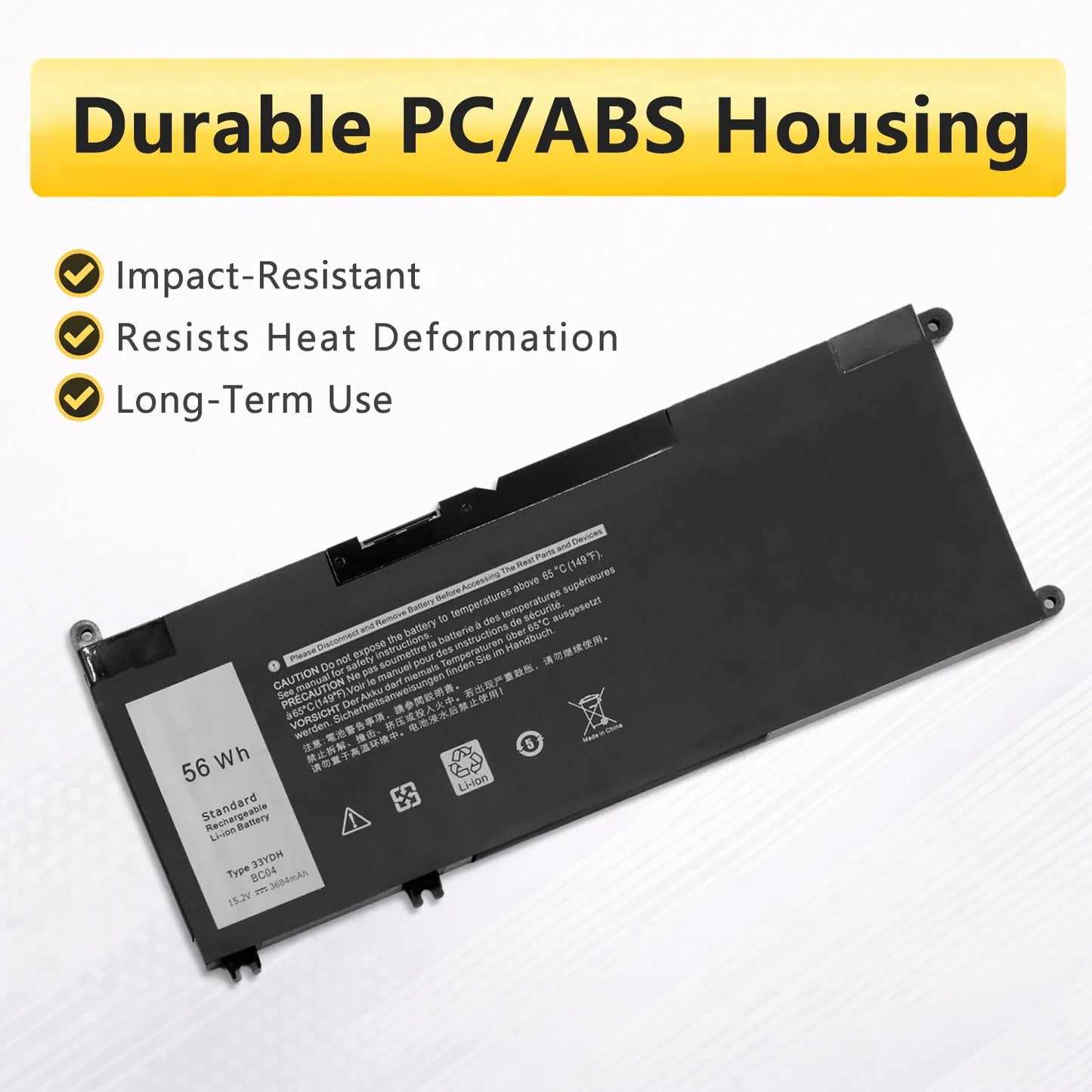 PowerHub 33YDH Battery For Dell Inspiron 15 7577 17 7778 7773 G3 3579 G5 5587 G7 7588 Latitude 3380 3490 3580 3590 15.2V 56Wh
