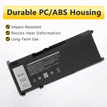 PowerHub 33YDH Battery For Dell Inspiron 15 7577 17 7778 7773 G3 3579 G5 5587 G7 7588 Latitude 3380 3490 3580 3590 15.2V 56Wh