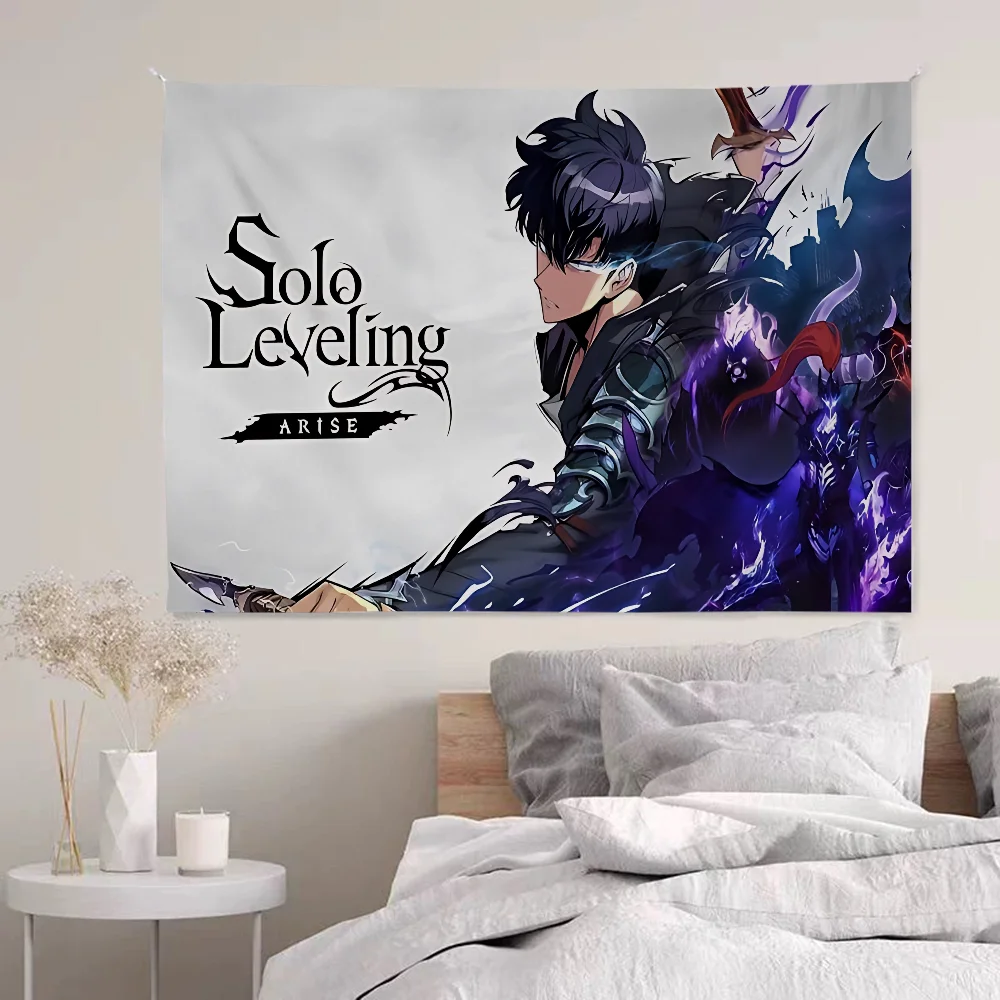 Solo Leveling Anime Cartoon Tapestry Art Science Fiction Room Home Decor Wall Hanging Home Decor