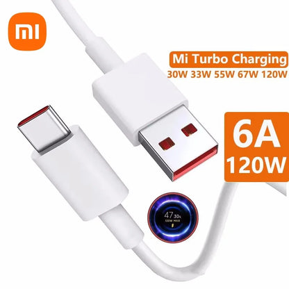 Original Xiaomi 6A 120W USB C-type Ultra Fast Charging Cable Xiaomi Mi 13 12 Pro Realme POCO 12 Turbo Fast Charging Data Cable
