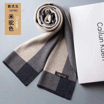 High Quality Wool Men Scarf Autumn Winter Classic Business Thermal Muffler Male Soft Korean Version Long Thick Warm Shawl No Box