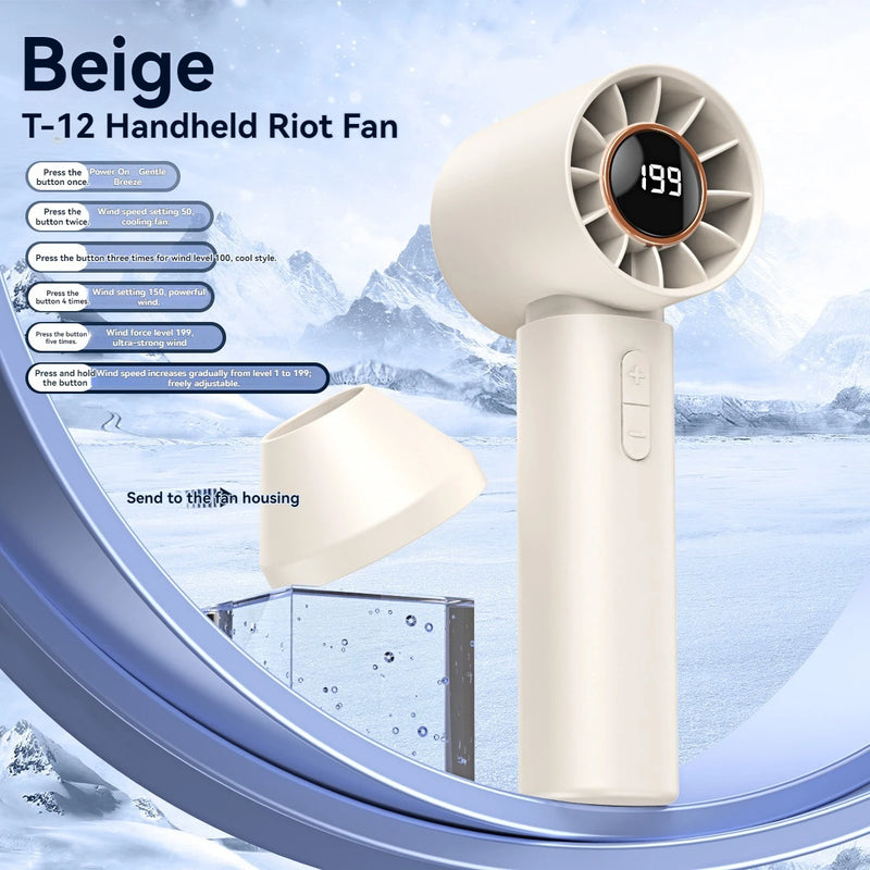 New Portable Mini Handheld Fan with LED Display USB Rechargeable Battery Outdoor Fan