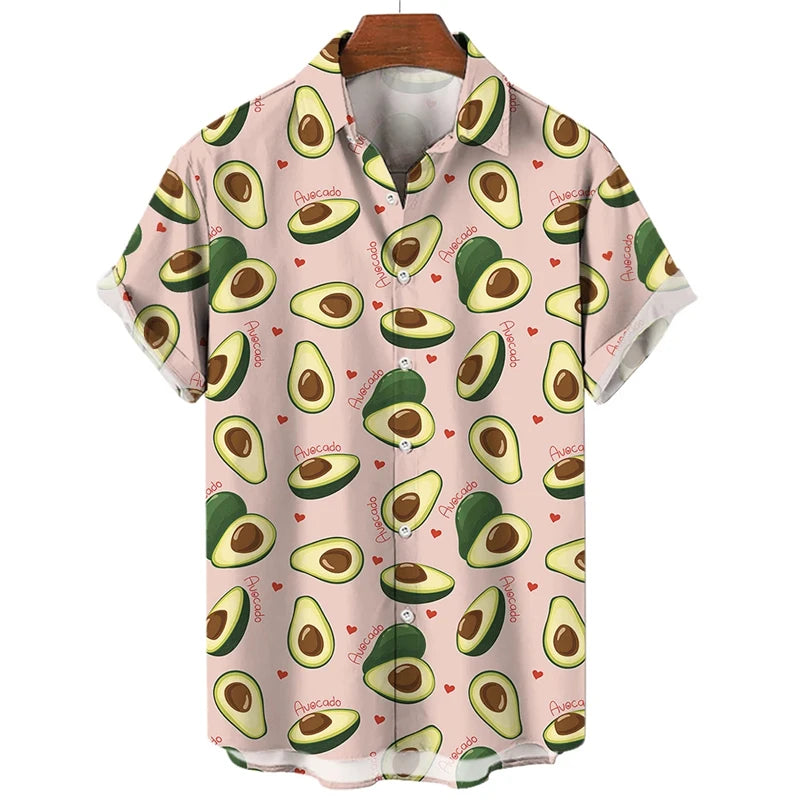 Fruit Banana Cherries 3D Printed Graphic Shirts For Men Clothes Fashion Hawaiian Lapel Blouse Casual Streetwear Lapel Blouse Top
