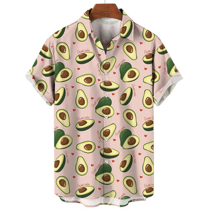 Fruit Banana Cherries 3D Printed Graphic Shirts For Men Clothes Fashion Hawaiian Lapel Blouse Casual Streetwear Lapel Blouse Top