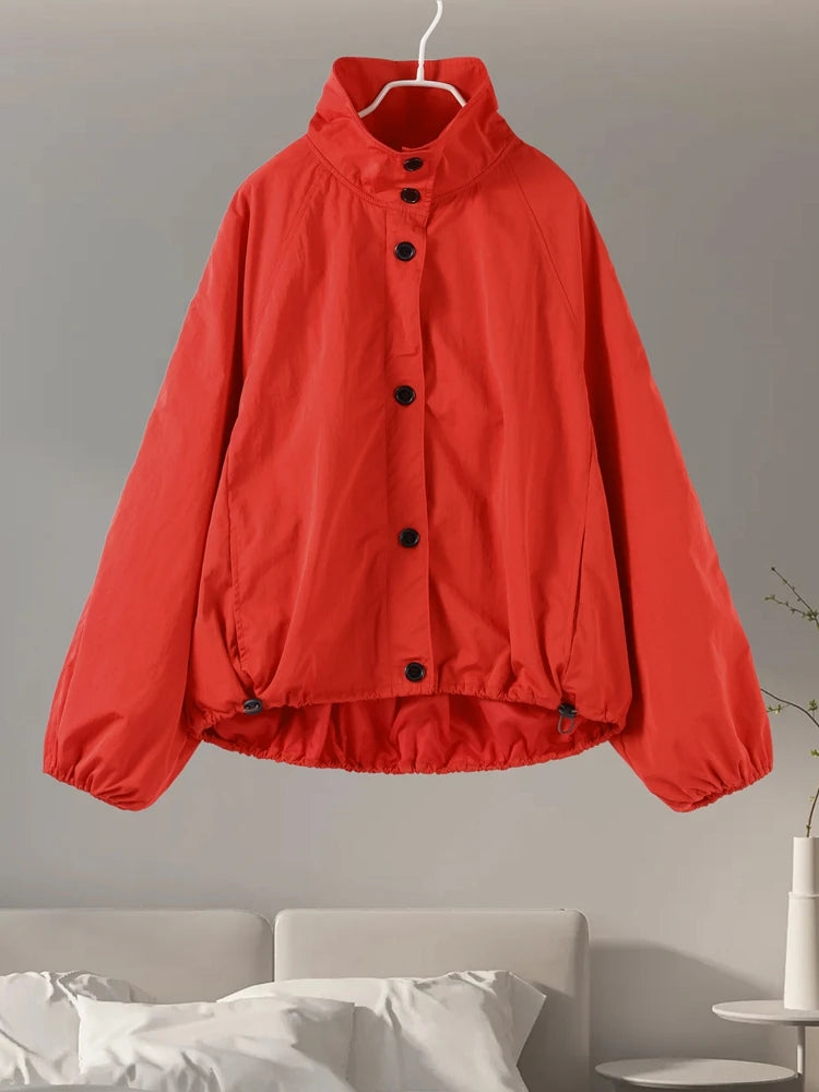 Casual Lightweight Jackets Women Solid  Zipper Single Breasted Long Sleeve Loose Coats Female 2025 Autumn Fashion Outwear Lady