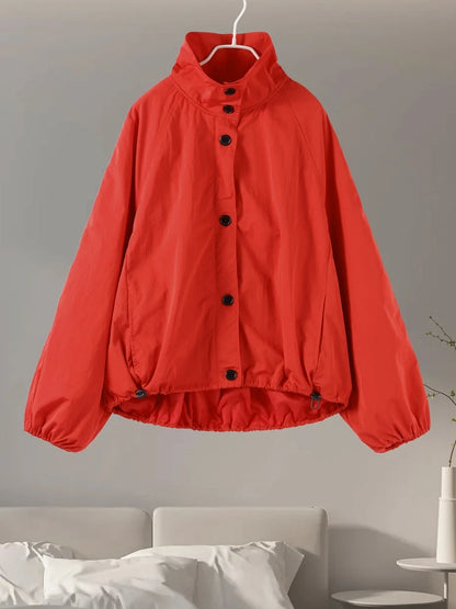 Casual Lightweight Jackets Women Solid  Zipper Single Breasted Long Sleeve Loose Coats Female 2025 Autumn Fashion Outwear Lady