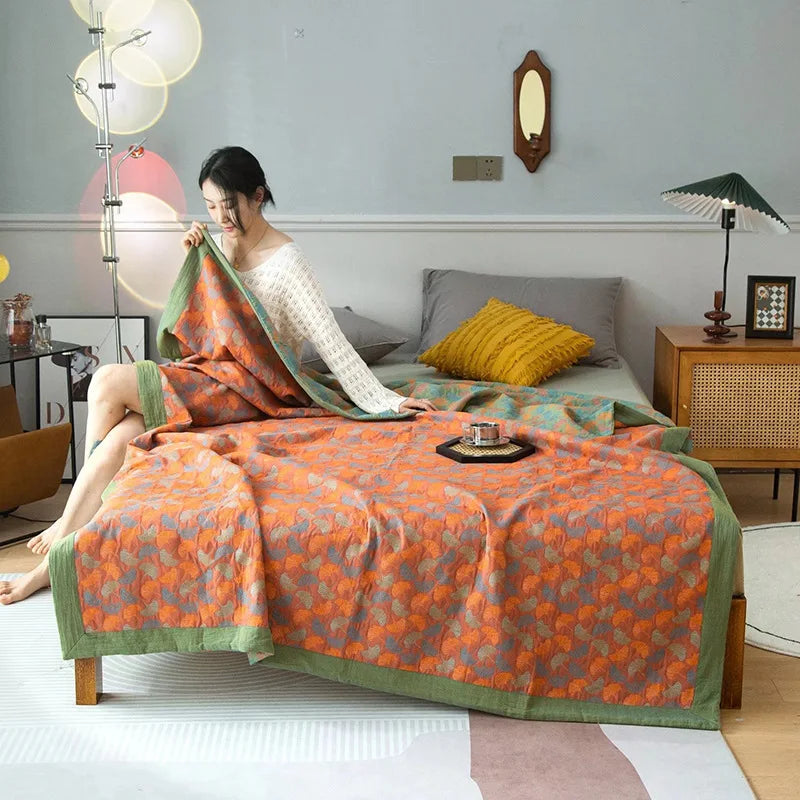 Decorative Bed Cover Blanket Ethnic Cotton Gauze Bedroom Bedspread On The Bed Double Quilts King Size Bed Comforters 220*240cm