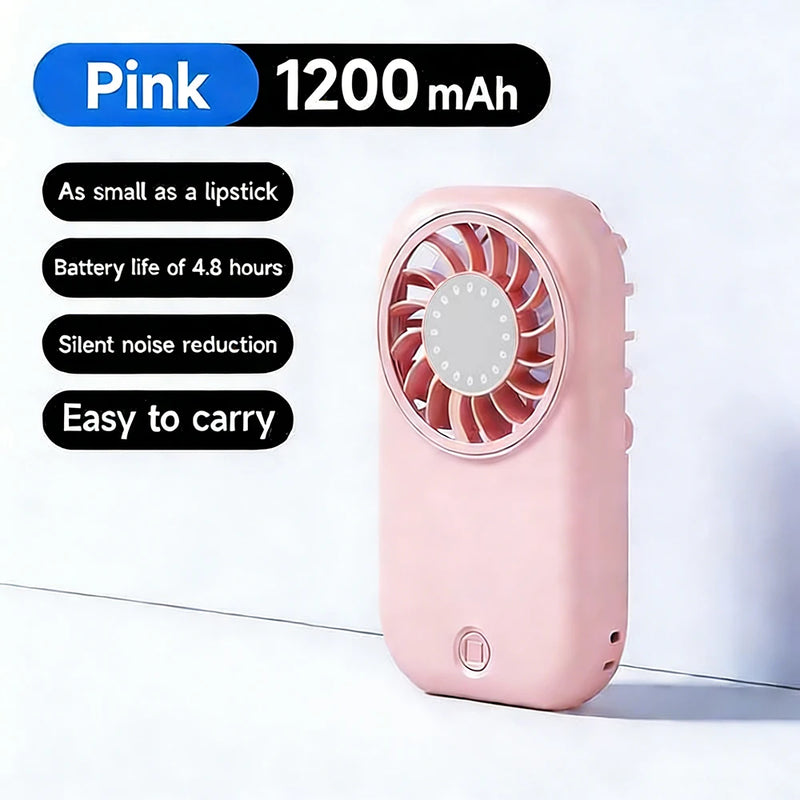 Portable Fan Mini Quiet Handheld Personal USB Rechargeable Fan Operated for Home Office Outdoor Travel, 1200mAh Hands Fans