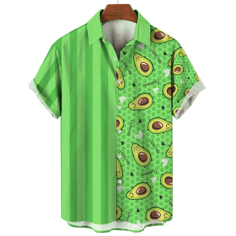 Fruit Banana Cherries 3D Printed Graphic Shirts For Men Clothes Fashion Hawaiian Lapel Blouse Casual Streetwear Lapel Blouse Top