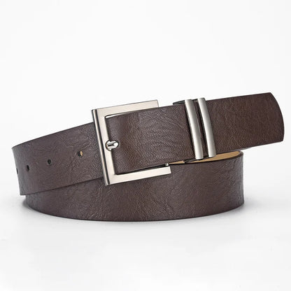 Silver Pin Buckle Black Pu Women's Belt Simple Design Jeans Accessories Girdle Goth Retro Leopard Print Leather Waistband