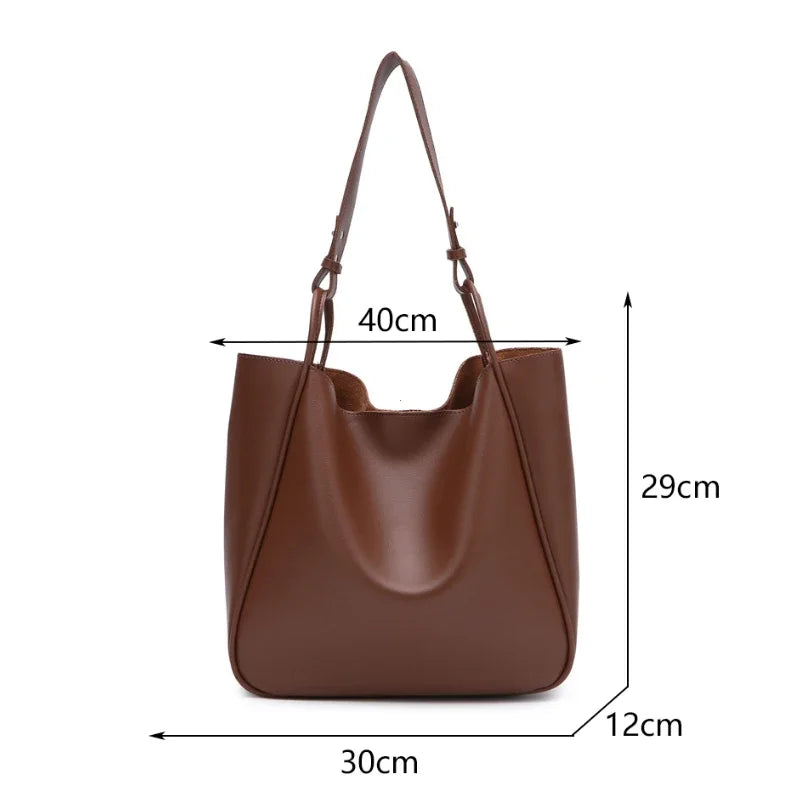 Luxury Tote Bag Woman 2026 Trend Large Capacity Female Shoulder Bag High Quality Leather Simple Designer Woman Handbag Purse