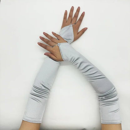 Ladies' Gloves, Long Hook-Finger Tinted Gloves, Ball Gloves, Bride's Wedding Dress Gloves, Sun-Protective Fashion Gloves C101