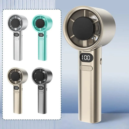 Portable Handheld Fan with 120 Wind Speeds USB Rechargeable Bladeless High-Speed Electric Cooling Fan for Personal Use
