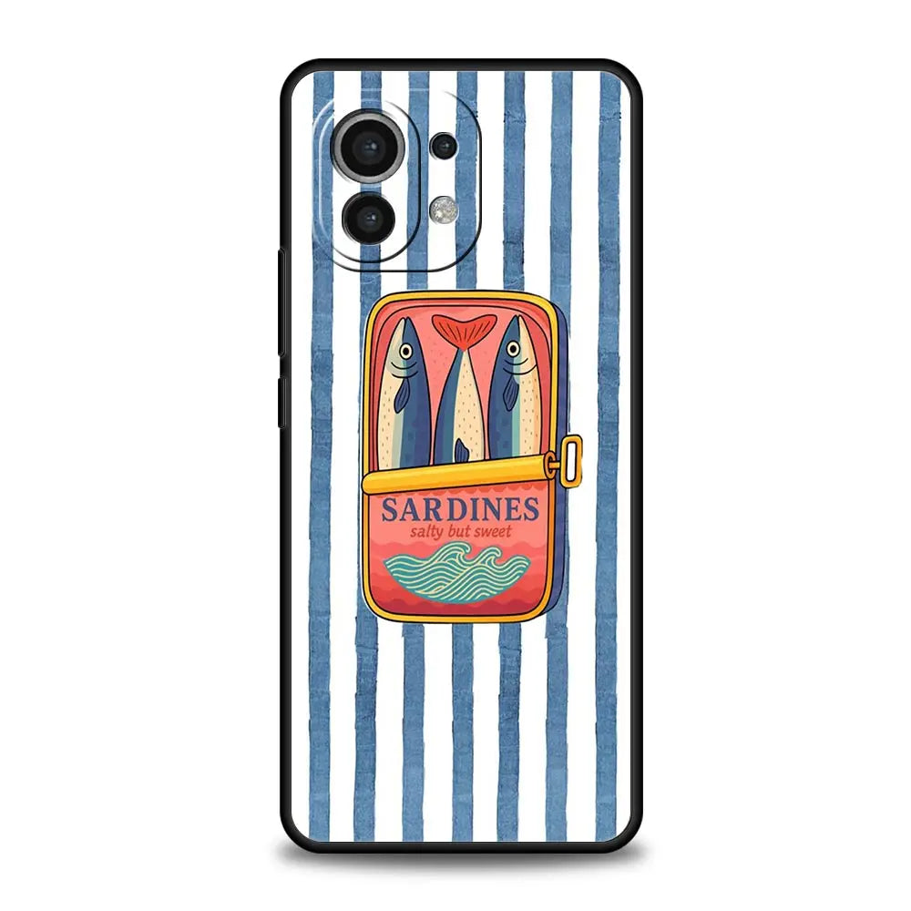 Phone Case Cover for Xiaomi Mi 17 15 14 13 12 11 Ultra 15T 14T 13T 12T 11T Pro Lite 5G Soft TPU Capas Funny Fish Sardines Laser