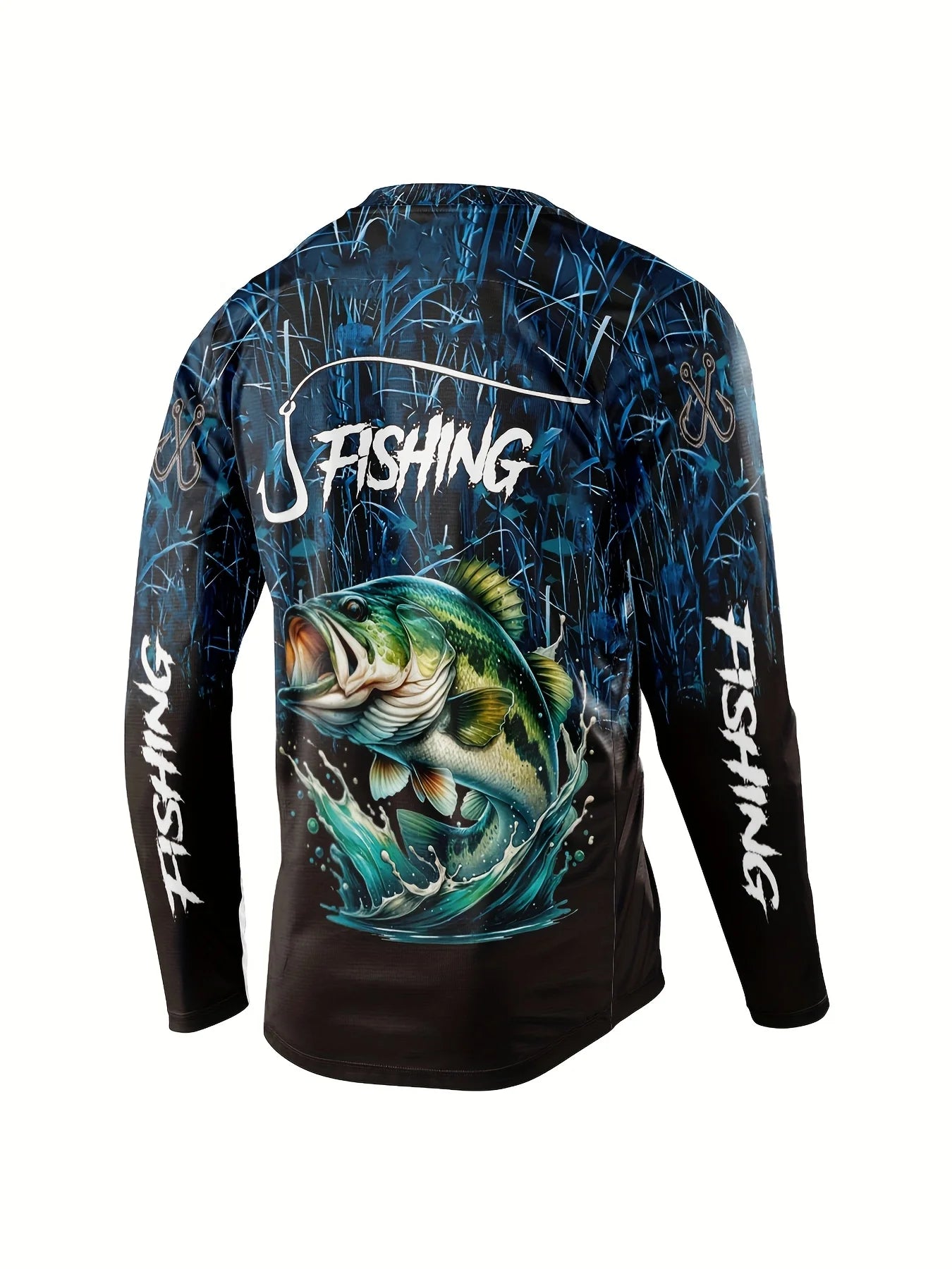 3D Men's Ocean Pattern Print Long-Sleeved Shirts Quick-Drying Sweat-Wicking Fishing Hiking And Sports Leisure Protective Shirts