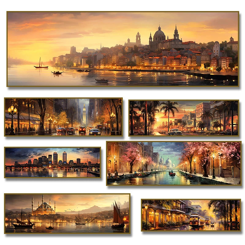 Porto  Istanbul  Venice New York Amsterdam City Travel Poster Canvas Painting Print for Living Room Home Decor Cuadros