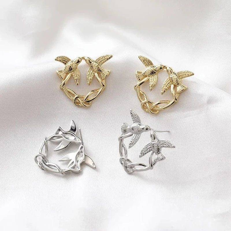 1Pair Fashion Trend Charm Creative Lovebirds Earrings Cute Simple Handmade Earrings For Women Girls Jewelry Accessories Gifts