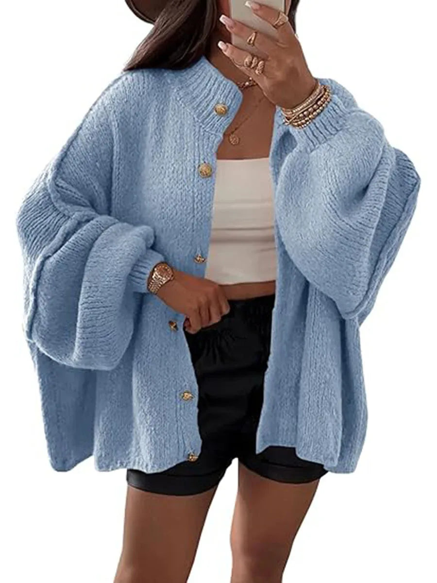 Knitted Lazy Style Oversized Long Sleeve Women Loose Buttons Cardigans Coat Winter Keep Warm Sweater Jacket Fashion Casual Tops