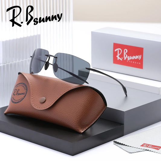 Men‘s Classic Rimless Sunglasses Women Male Outdoor Driving Sports Golf Rectangle Ultralight Frame Glasses UV400 Eyewear