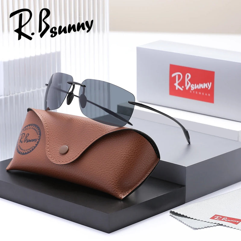 Men‘s Classic Rimless Sunglasses Women Male Outdoor Driving Sports Golf Rectangle Ultralight Frame Glasses UV400 Eyewear