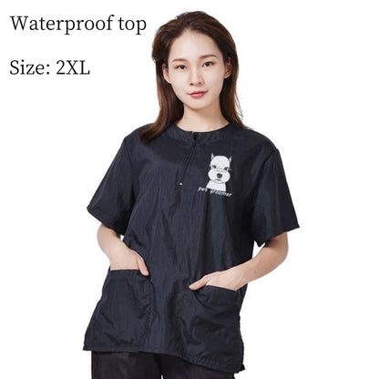 Pet Grooming Clothing Waterproof Work Clothes For Pet Stores Short Sleeve Tops Anti Hair And Anti-static Pet Groomer Smock Y0519