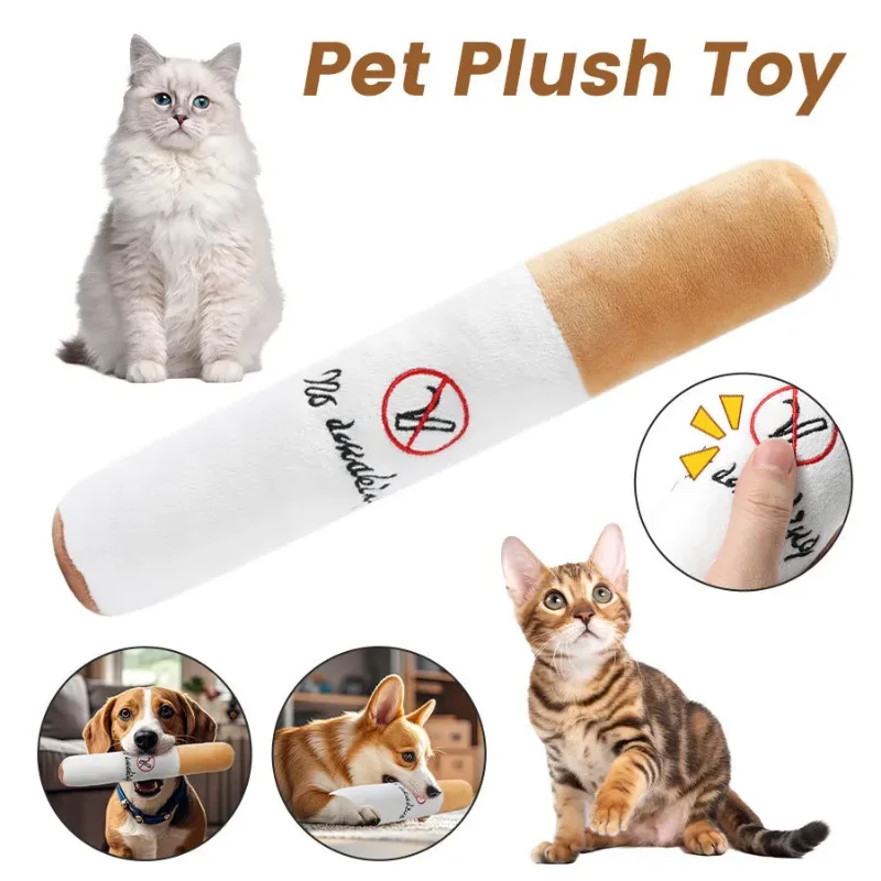 Pet Funny Toys Cigar Big Smoke Plush Sound Squeak Fake Cigarettes Toys Dog Chew Molar Interactive Game Bite Resistant Pet Toy