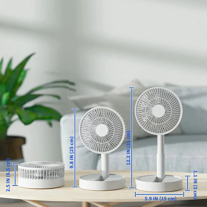 Lenovo Portable Foldable Desktop Fan USB C Rechargeable 3600mAh Battery 4 Speed Ultra Quiet Fan for Home Office Bedroom Dorm