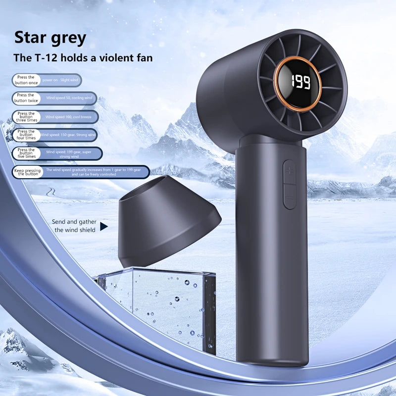 Lenovo 3000mah Handheld Fan LED Digital Display Electric Hand Fans Ice Compress High-Speed Cool USB Rechargeable 2026