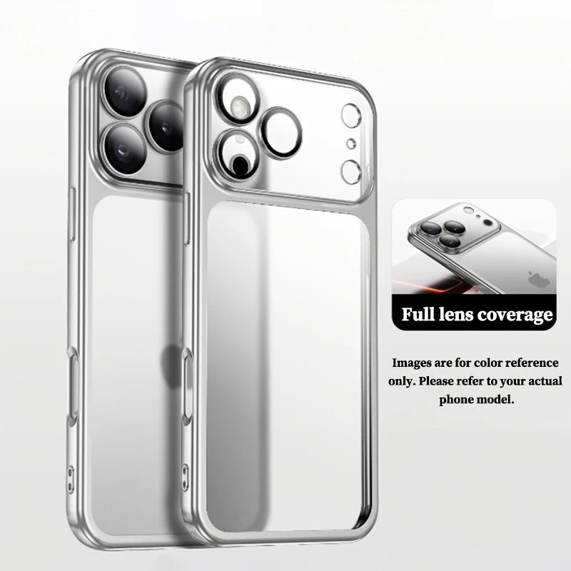 Luxury Plating Clear Phone Case For iPhone 17 14 15 13 16 Pro Max Hard Cases For iPhone17 Pro Max 16Pro Shockproof Matt Cover