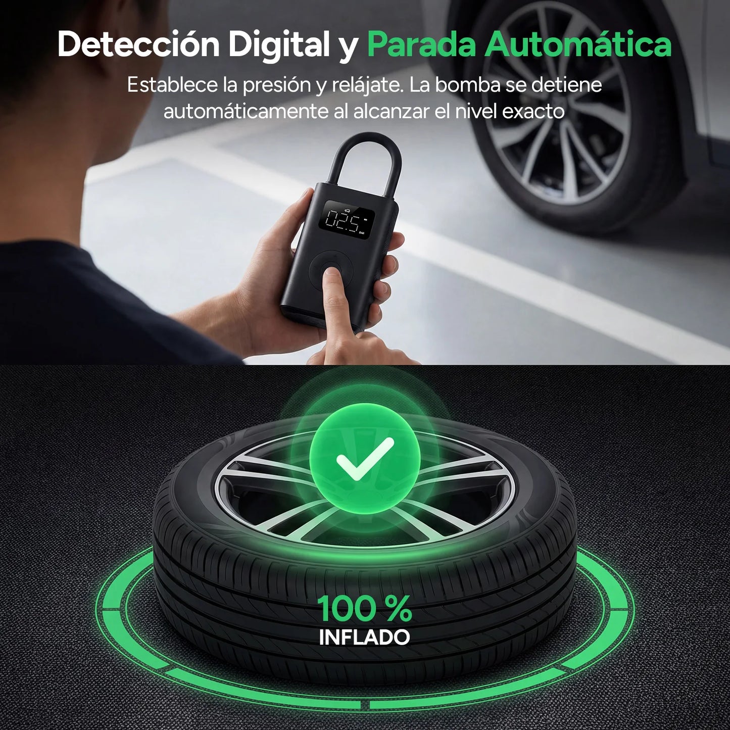 Xiaomi Mijia Air Pump 2D Portable Electric Air Compressor, Smart Digital Tire Inflator with Pressure Detection for Cars, Motorcycles, Scooters, Bicycles and Sports Balls
