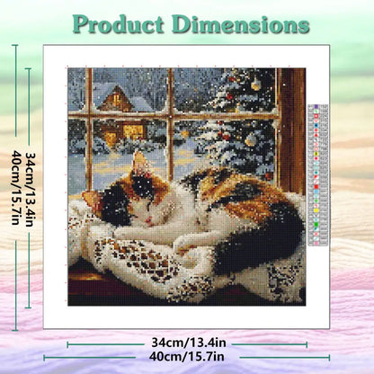 Cross Stich Kits Sleeping Cat 11CT Embroidery Sets Patterns Needlework DMC Threads Picture Printed Canvas Christmas Gift