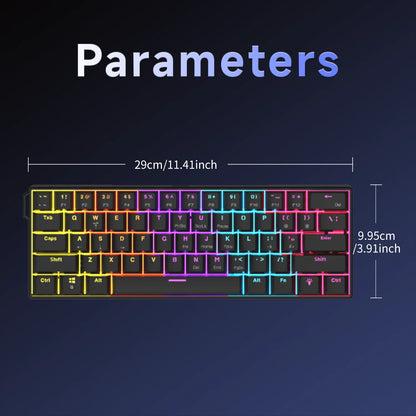 Ajazz NK61 Mechanical Wired Gaming Keyboard RGB Lighting Effects Supports Hot-Swappable 61 Keys Mechanical Gaming Keyboard