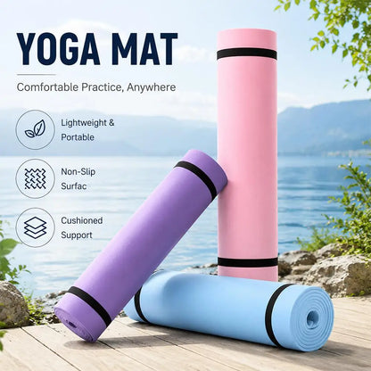 6mm Yoga Mat Non Slip Outdoor Lightweight Portable Fitness Exercise Pad Extra Thick Cushion Workout Mat For Travel Pilates
