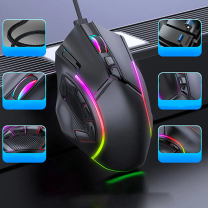 12800DPI Gaming Mouse RGB Gaming Mouse Gaming Mouse RGB Wired 12800DPI 12 Keys Macro Definition Computer Replacement Accessories