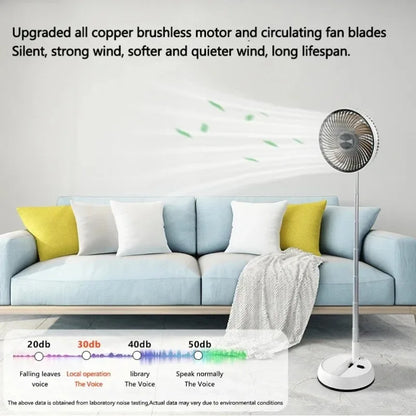 Portable Oscillating Standing Fan with Remote Controller Foldable Desk Fan Rechargeable Battery Powered Pedestal Fan for Camping