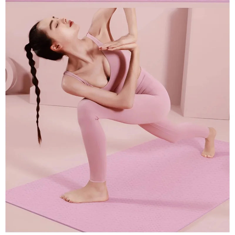 4mm Anti-Slip Yoga Mat Portable Fitness Workout Mat For Pilates Home Gym Ladies Exercise