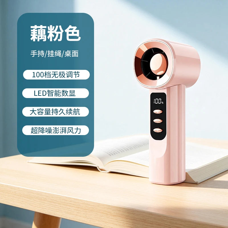 Portable Mini Handheld Fan With 100 Levels,  High-Speed Drive, Turbo Cooling,Outdoor Handheld Fan With LED Display Screen 12m/s
